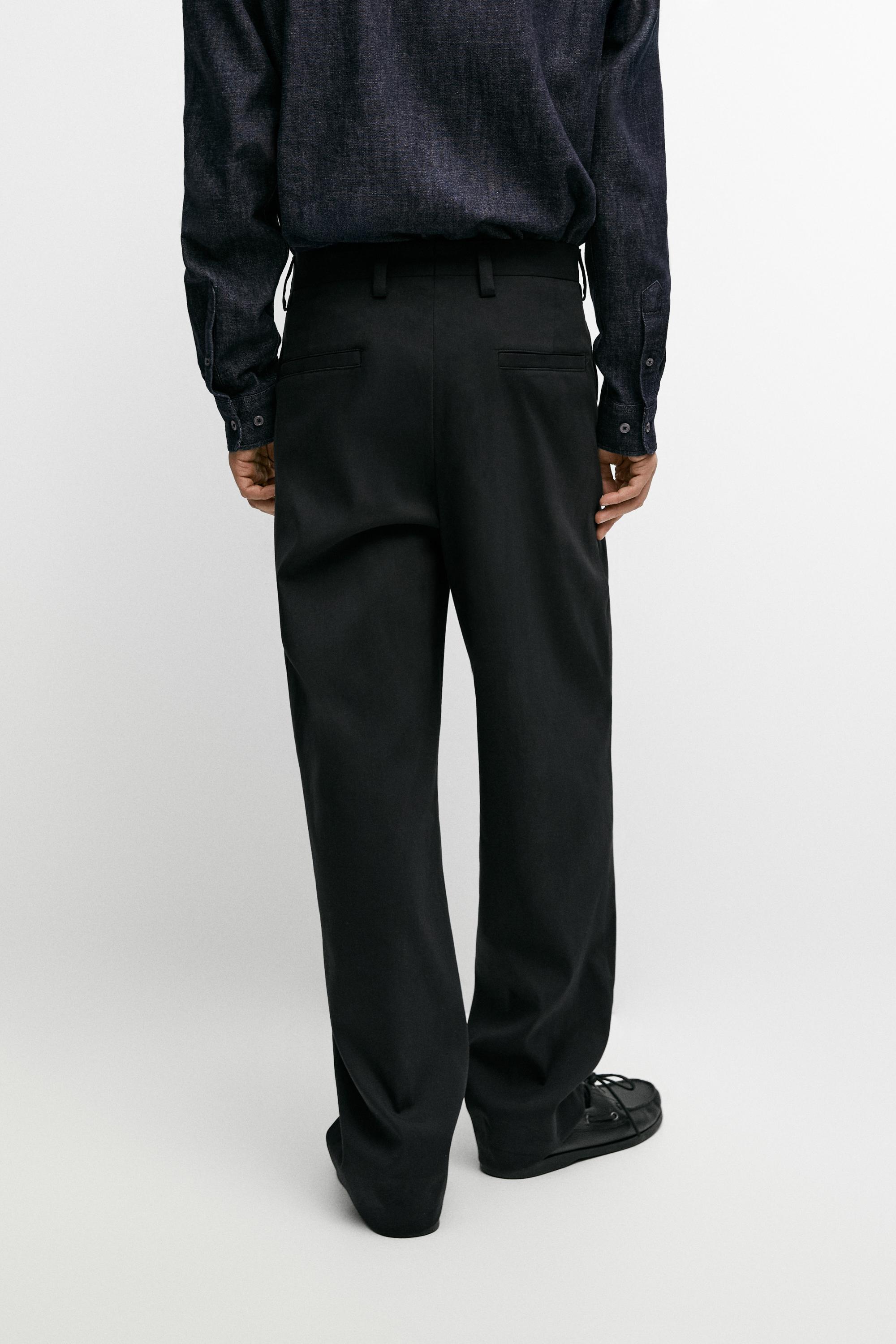 Wide-leg darted pants