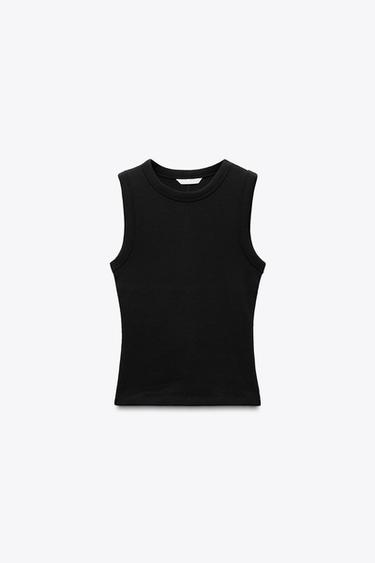 RIBBED TOP - Black by Zara