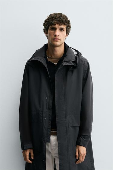 WATER-REPELLENT 2-IN-1 TECHNICAL PARKA - Navy blue by Zara