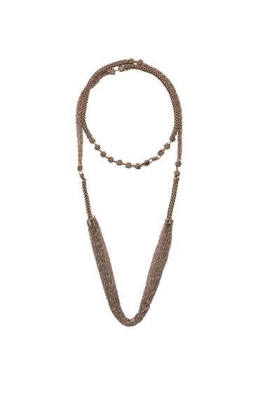 LONG DOUBLE-CHAIN NECKLACE - Golden by Zara