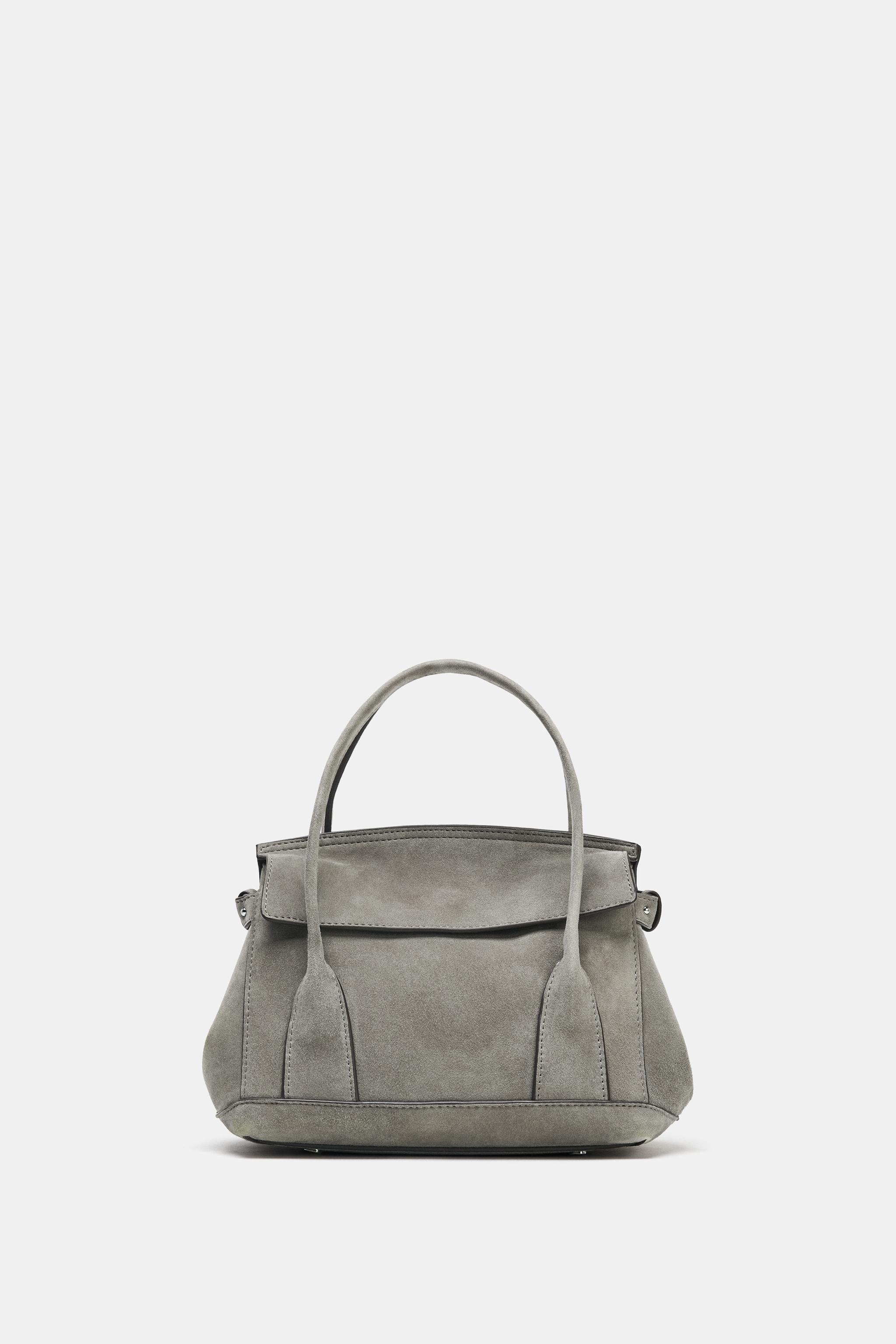 LEATHER MINI CITY BAG - Grey | ZARA India