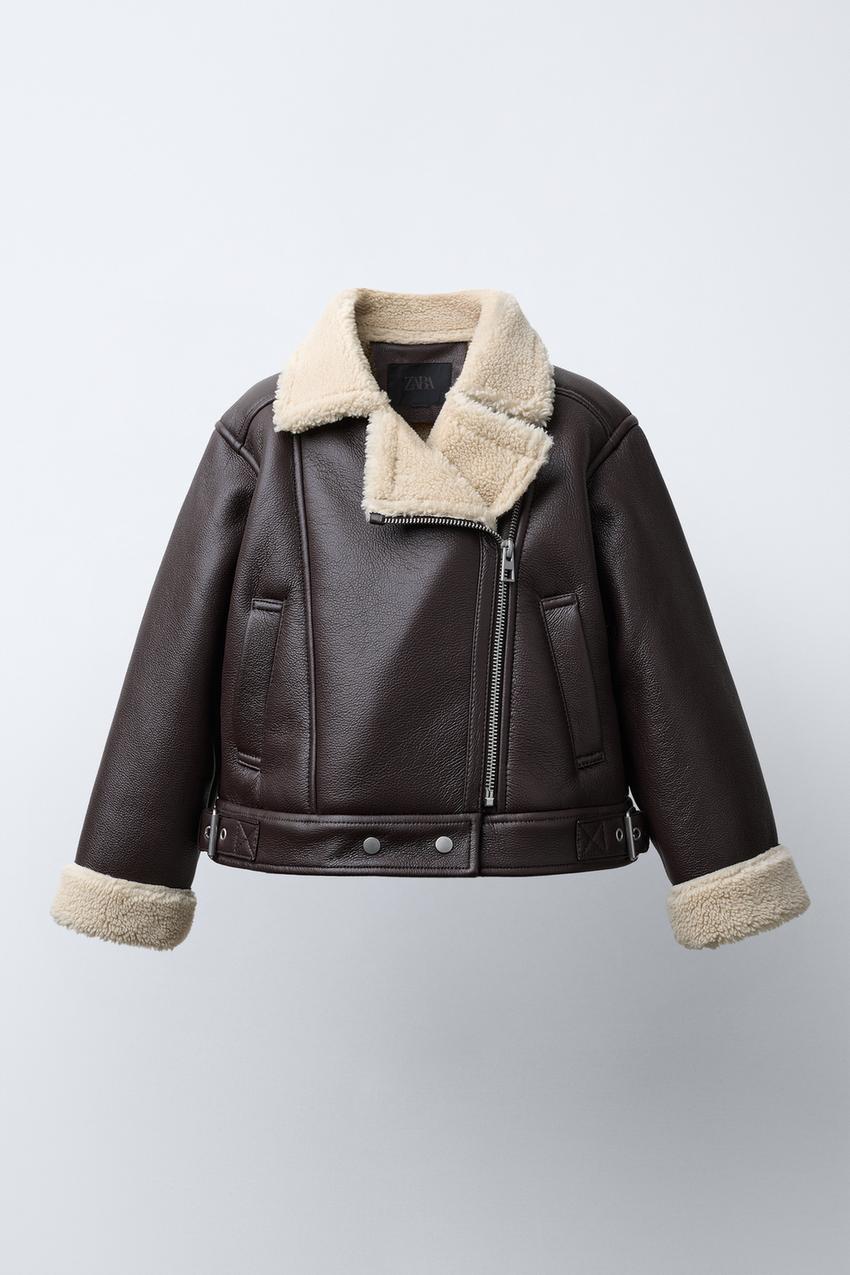 ダブルフェイスバイカージャケット - ブラウン | ZARA Japan / 日本
