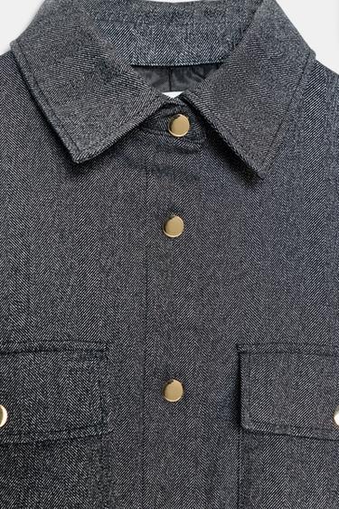 VESTE À CHEVRONS AVEC POCHES - Gris de Zara - Image 6