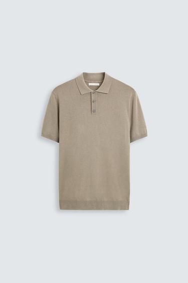 VISCOSE BLEND KNITTED POLO SHIRT - Light tan by Zara