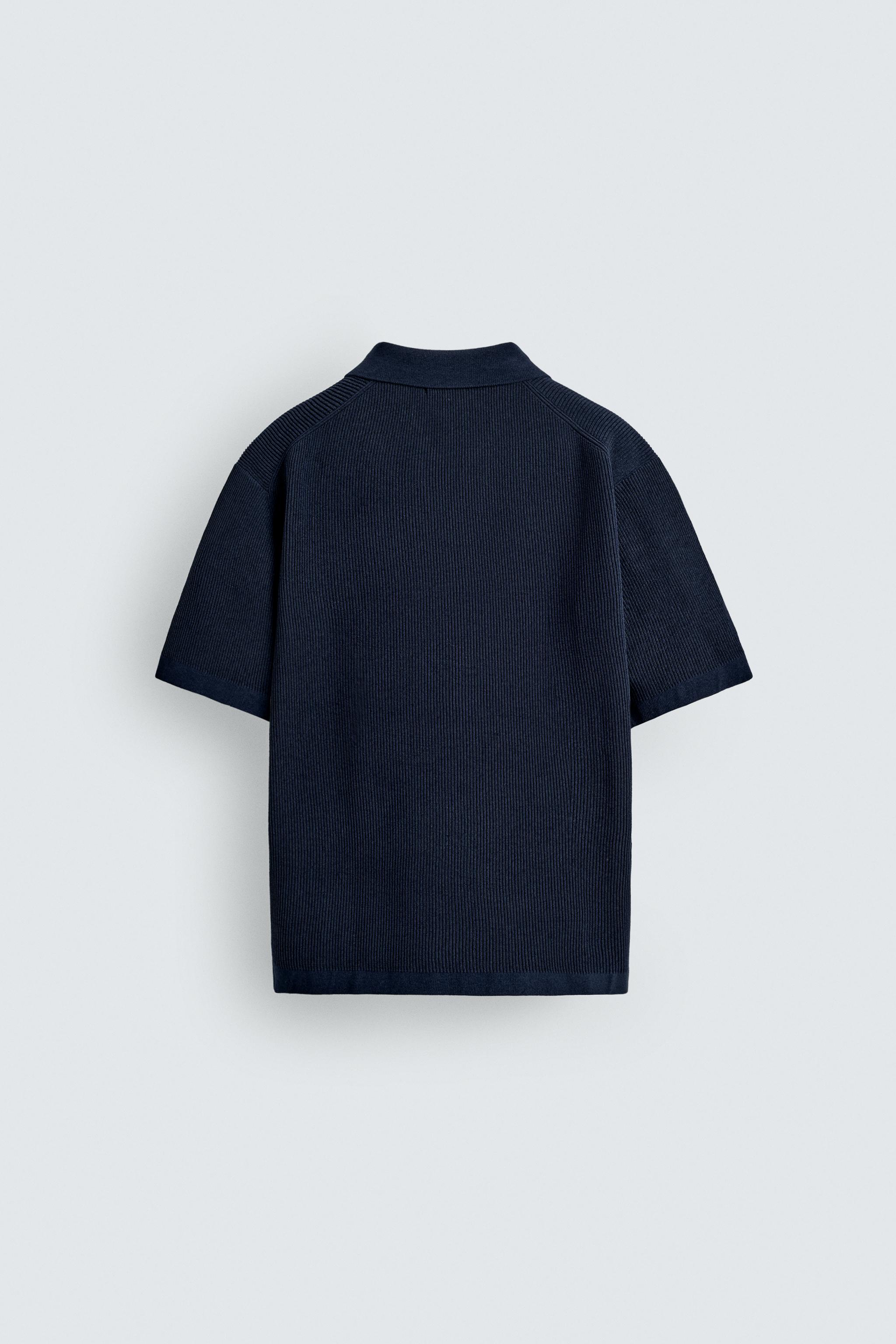 ニットテクスチャーポロシャツ - ネイビーブルー | ZARA Japan / 日本