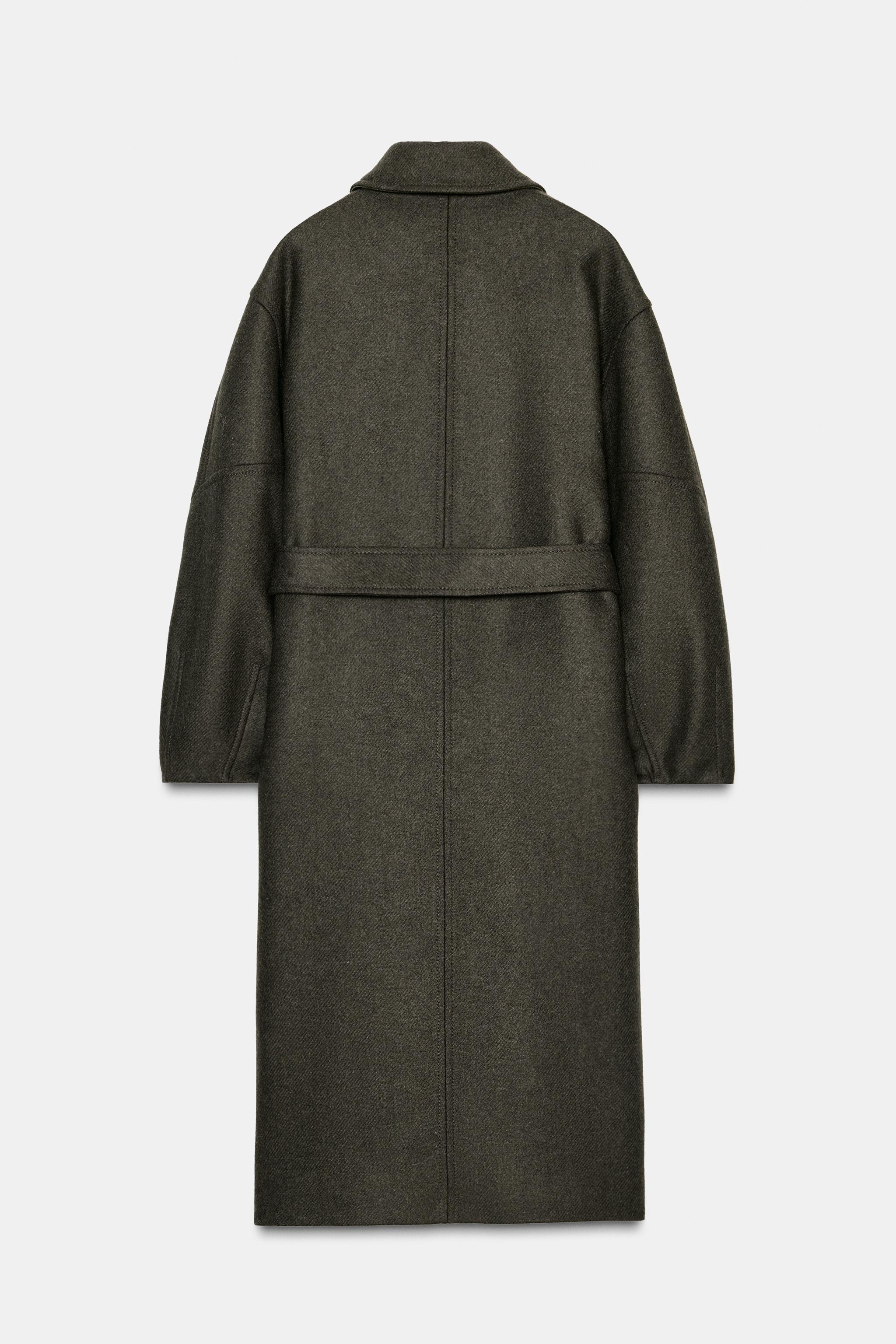 WOOL COAT WITH PUFF SLEEVES AND CONTRAST COLLAR