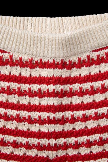 STRIPED KNIT BERMUDA SHORTS - Red by Zara