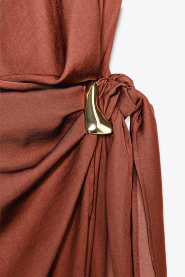 GOLD APPLIQUÉ HALTER MINI DRESS - Brown by Zara - Image 8
