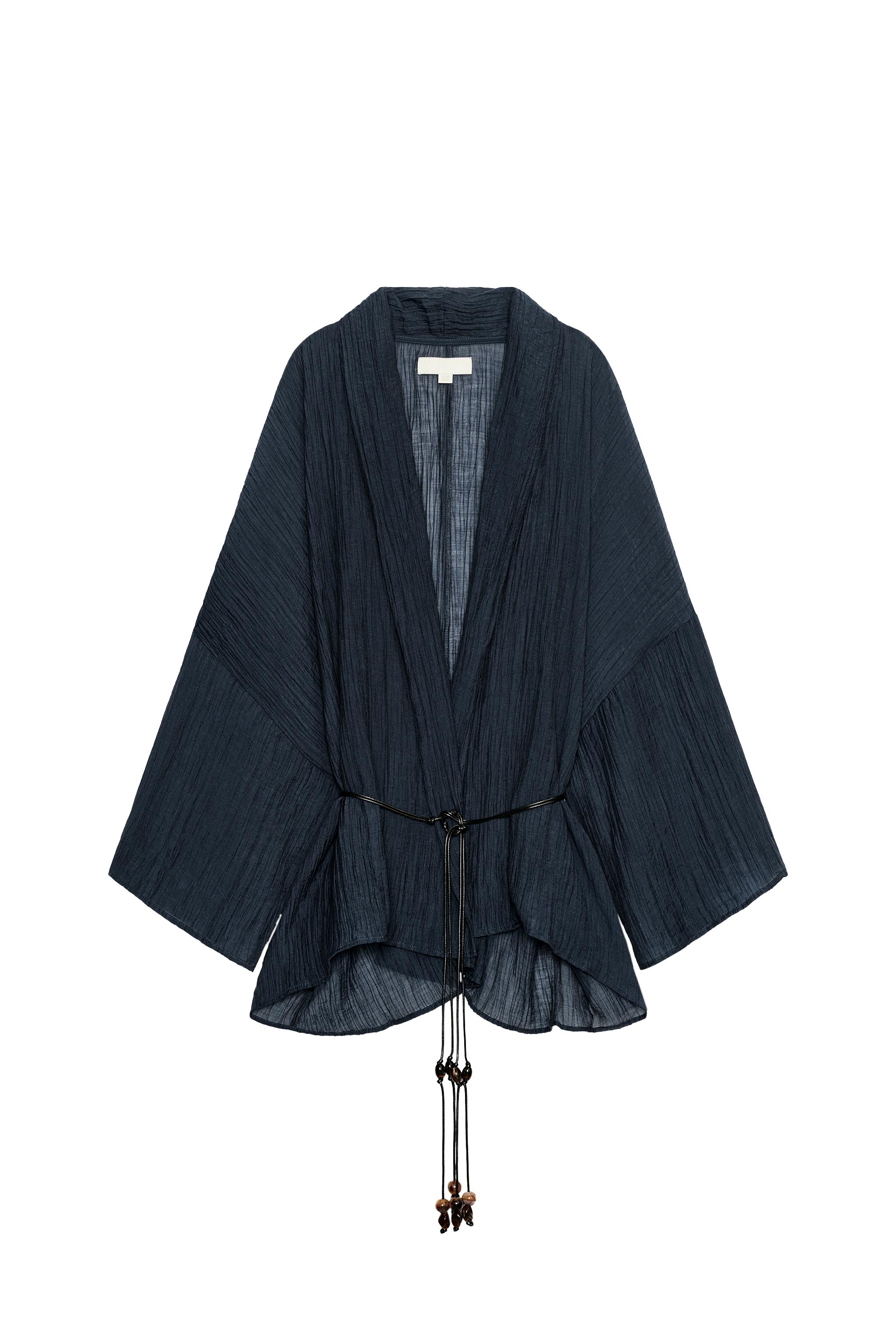 WRINKLED EFFECT SEMI-SHEER JACKET - Navy blue | ZARA United States