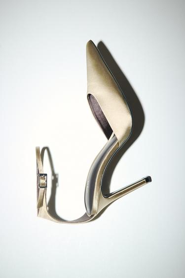 Zara SATIN ANKLE STRAP HEELS - Greenish