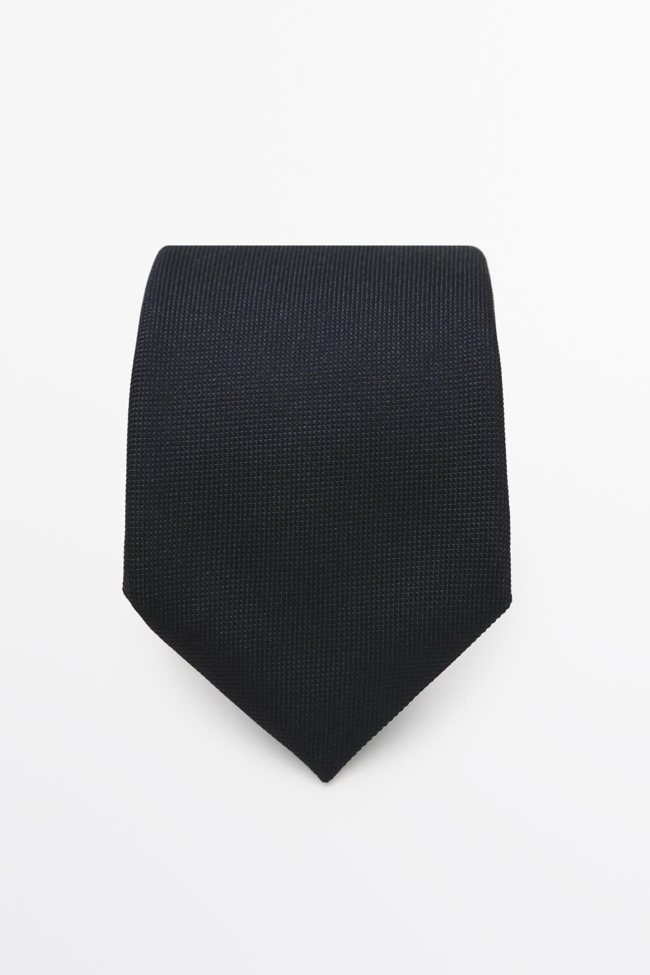 100% silk textured tie — Navy blue