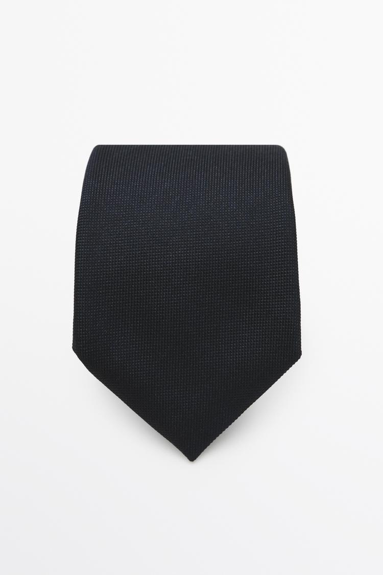 100% silk textured tie — Navy blue