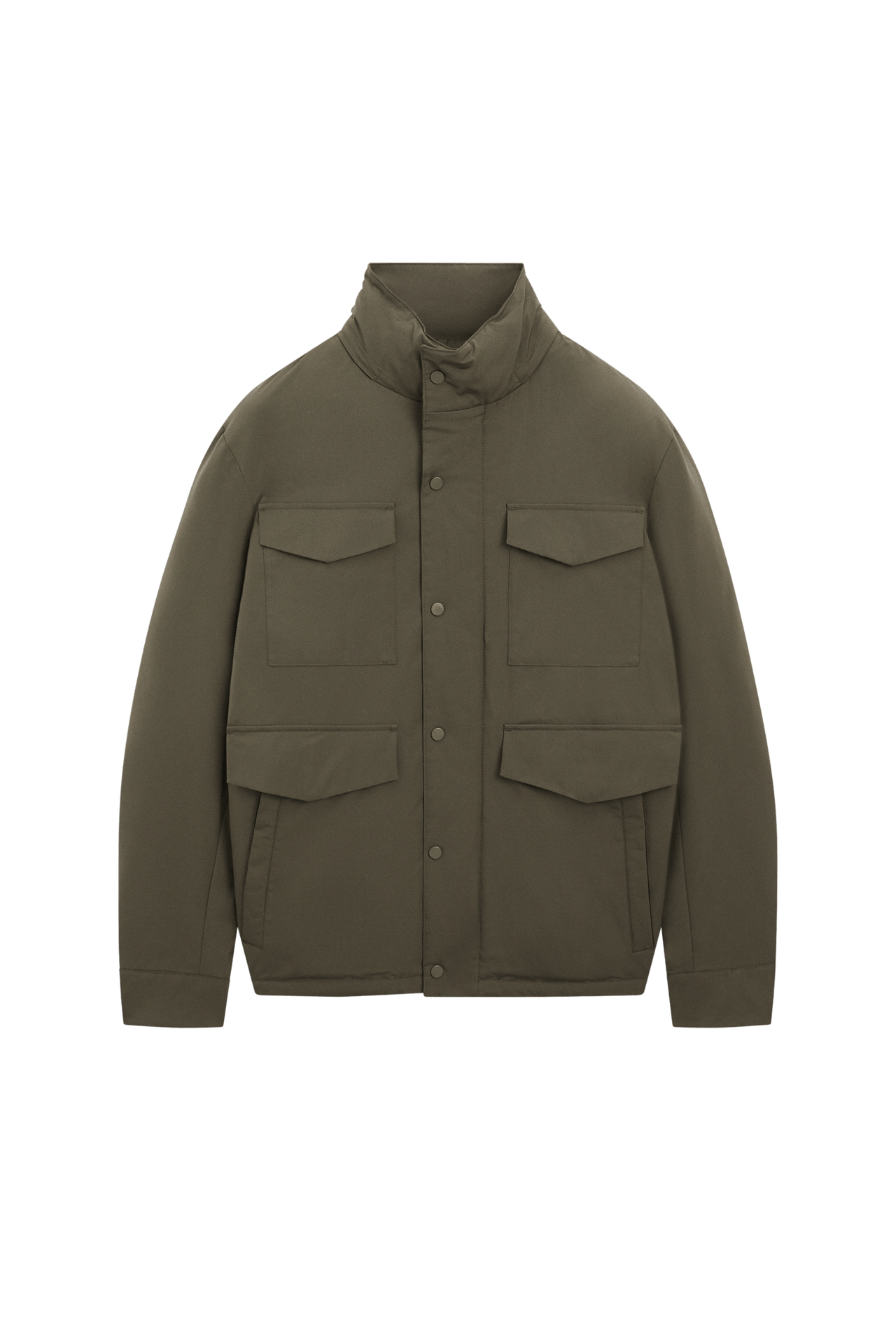 Down jacket with pocket details — Khaki