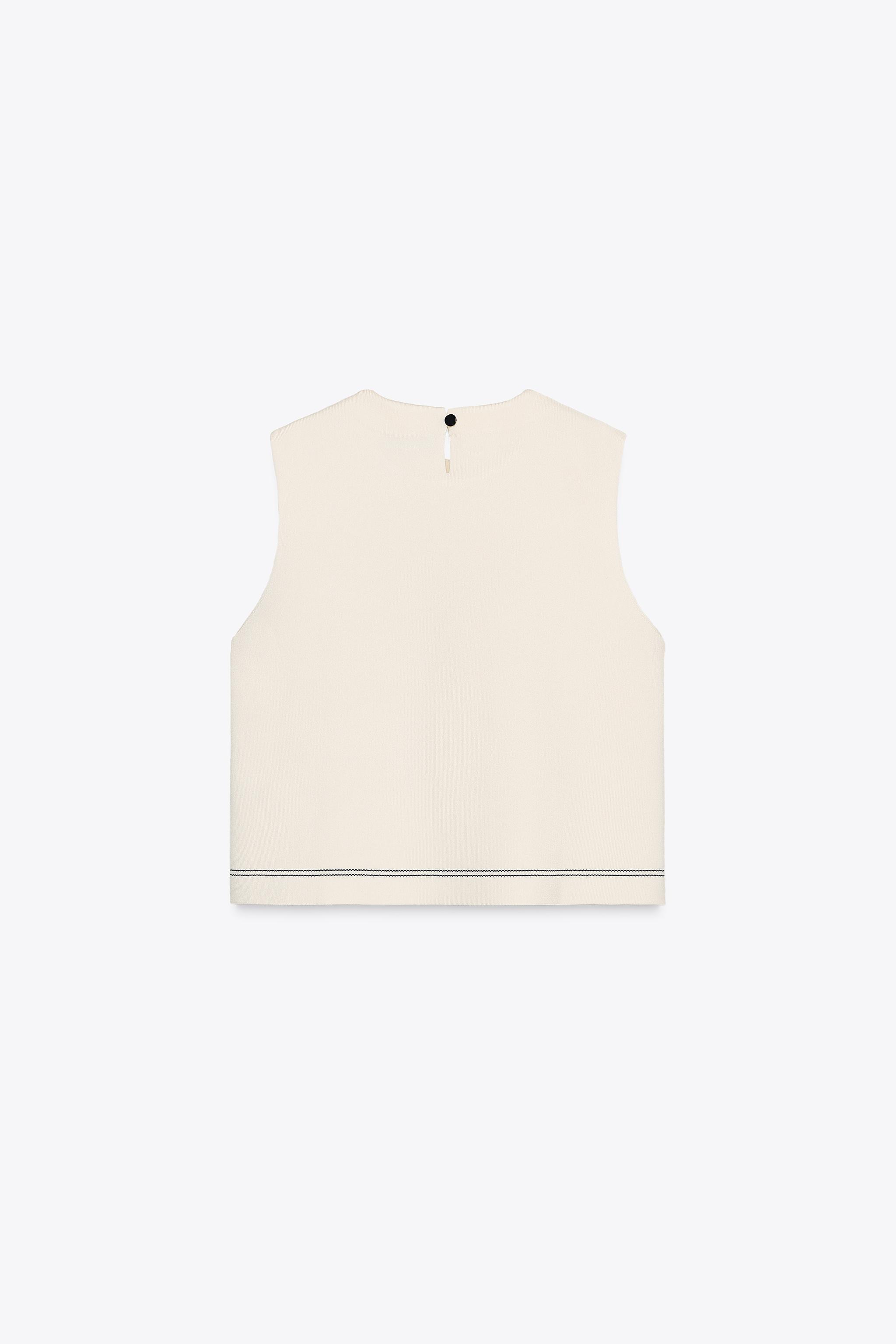 TRIM KNIT TOP - Ecru | ZARA United States TRIM KNIT TOP - Ecru | ZARA United States