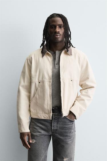 CAZADORA CUELLO CONTRASTE - Blanco roto de Zara