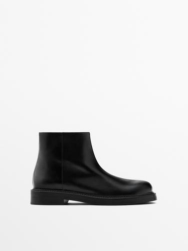 Zara Leather ankle boots with suede lining - Black
