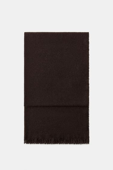 Zara PLAIN WOOL SCARF - Brown