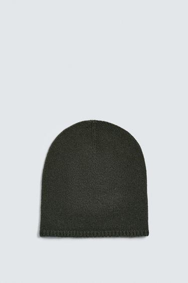 100% CASHMERE KNIT BEANIE - Dark bottle green by Zara