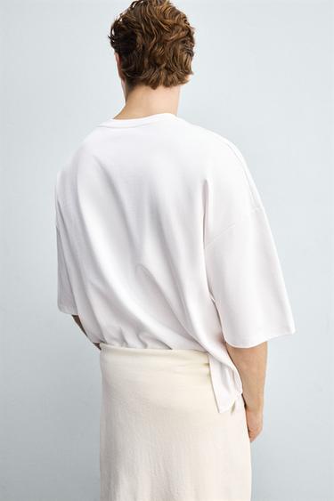 T-SHIRT BOXY FIT EFFET NÉOPRÈNE - Blanc de Zara - Image 6