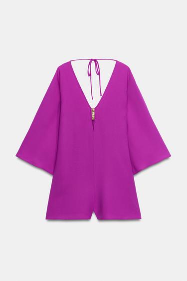 SHORT JUMPSUIT WITH WIDE SLEEVES - Dark fuchsia by Zara - Image 5