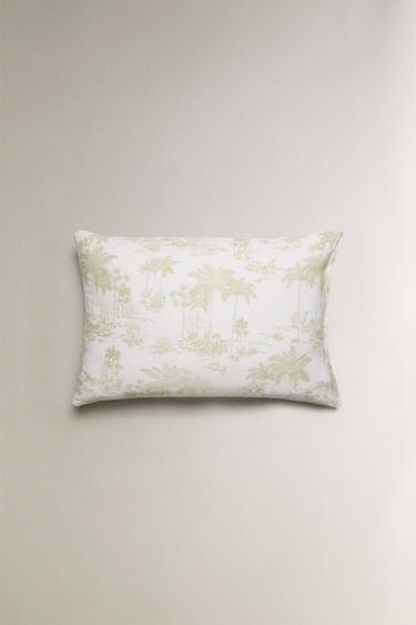 TOILE DE JOUY PALM TREE SATEEN PILLOWCASE - Green by Zara - Image 3