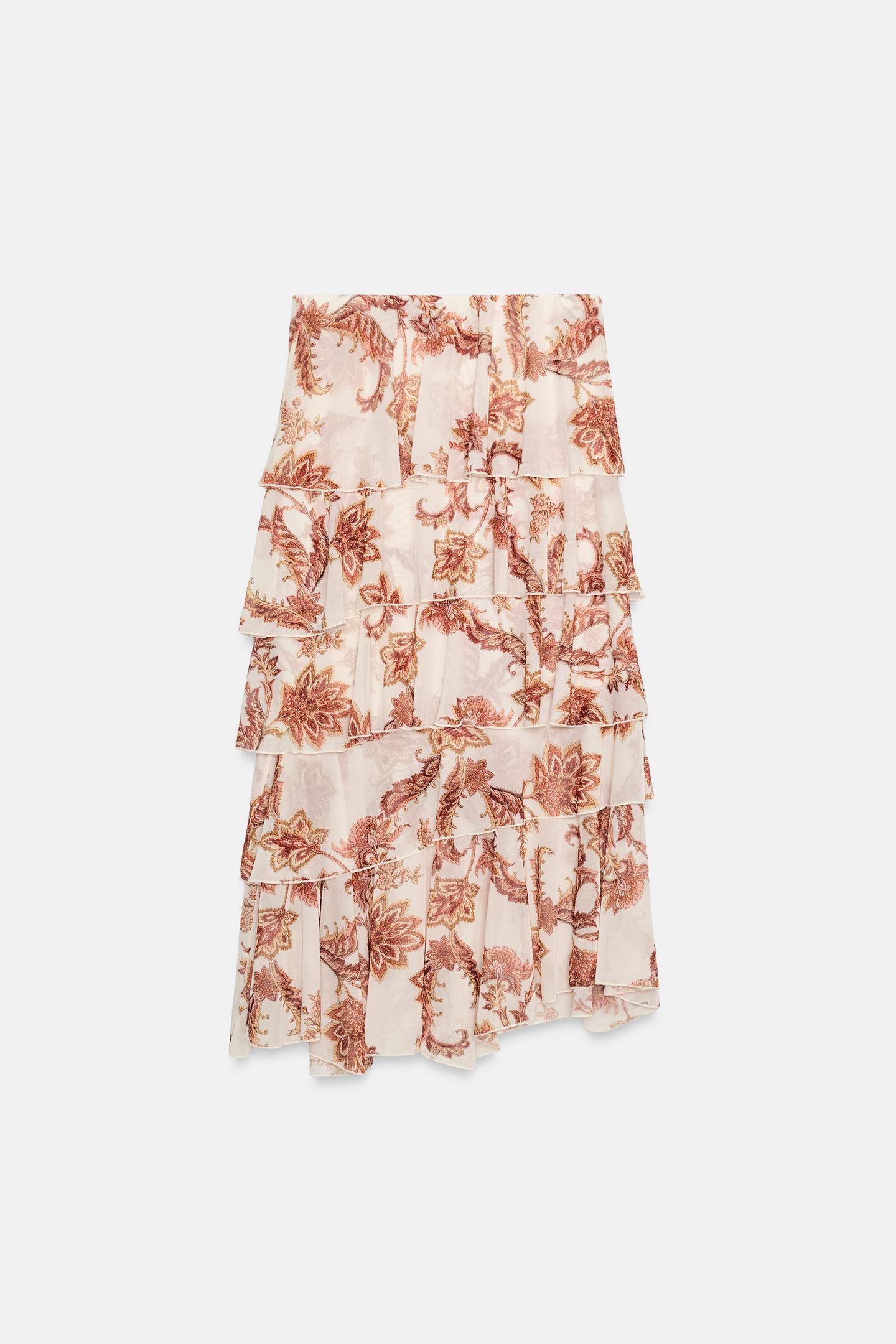 Юбка Zara Printed Ruffle, цвет: Tans — фото 7