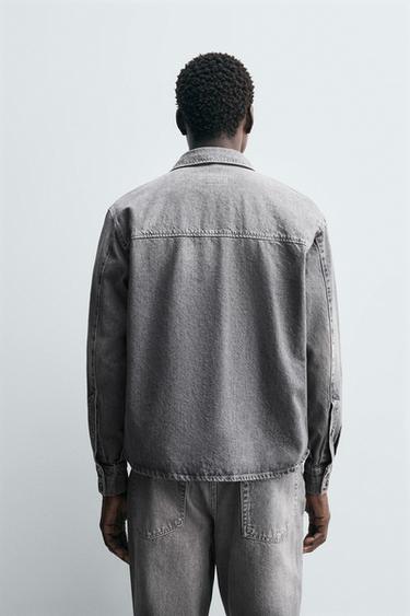CAMISA DENIM RENTADA - Gris de Zara