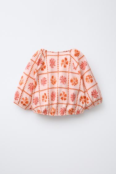 PRINTED CROPPED T-SHIRT - Coral by Zara - Image 1