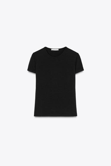 SLIM FIT T-SHIRT WITH SUPIMA® COTTON - Black by Zara
