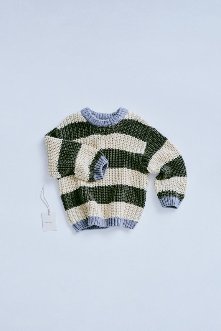 TIMELESZ - CHUNKY STRIPED KNIT SWEATER - Green | ZARA United States