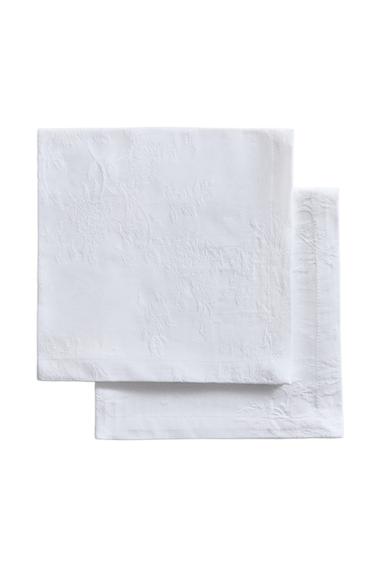 حزمة فوط مائدة قطن جاكار (حزمة 2 قطعة) - أبيض الخاص بـ Zara