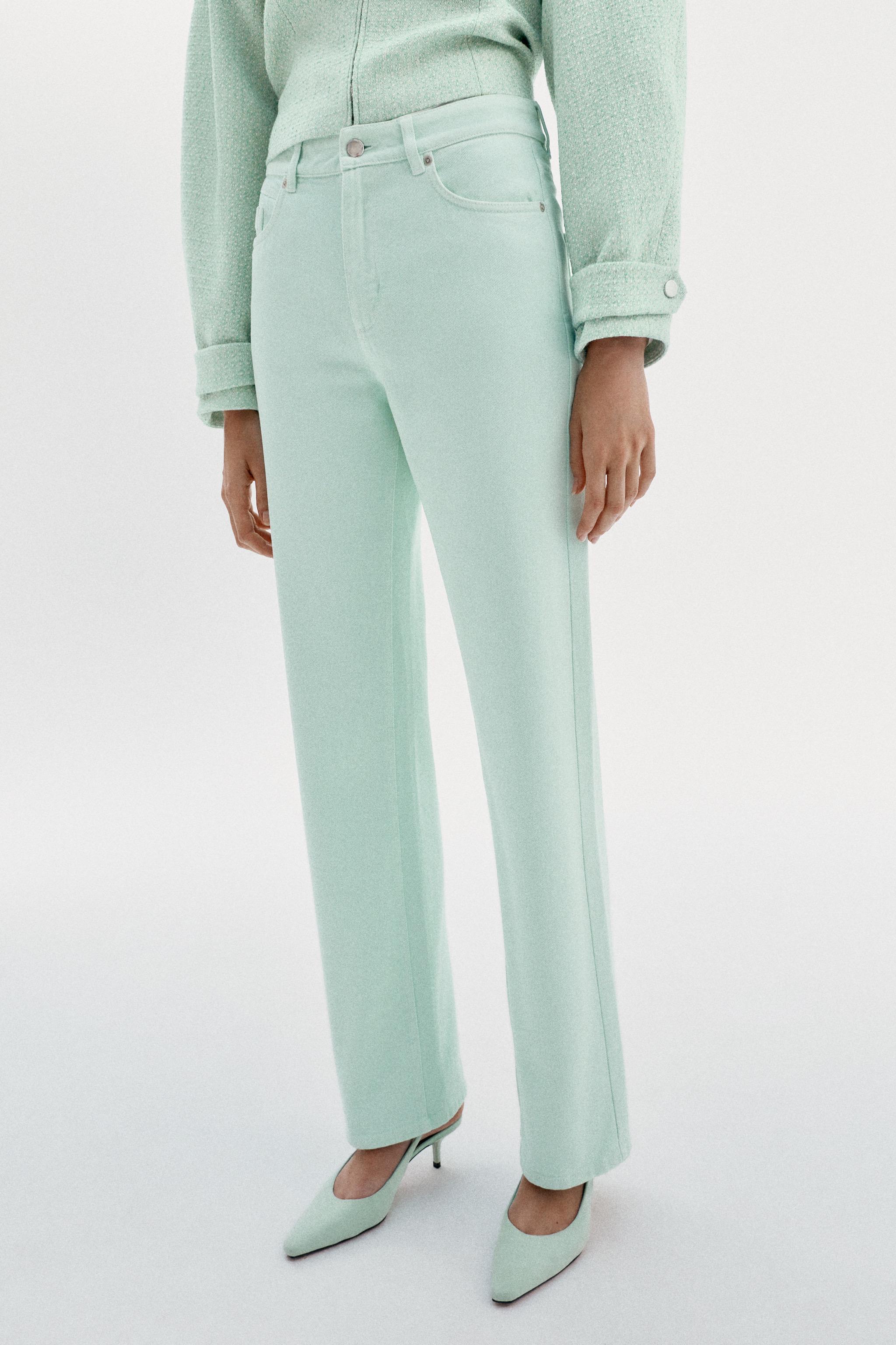 Z1975 HIGH RISE REGULAR LONG LENGTH JEANS — Light mint green