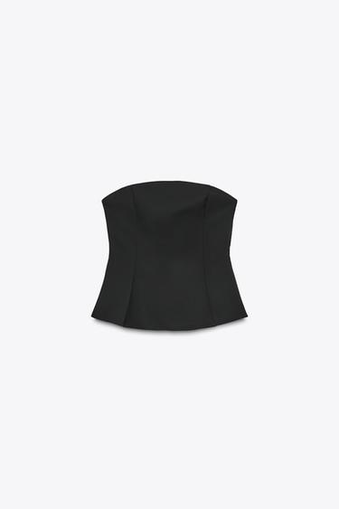 TOP BUSTIER PÉPLUM - Noir de Zara - Image 5