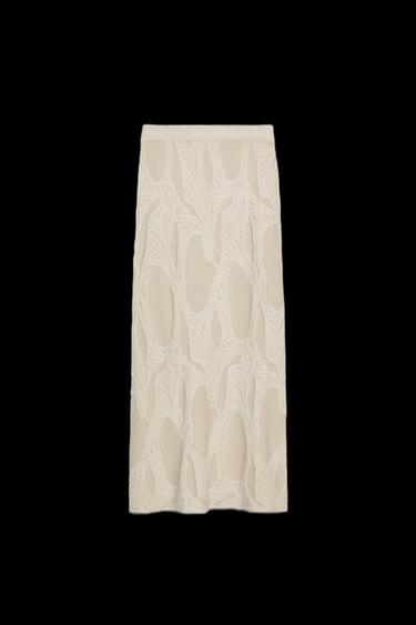 FALDA MIDI JACQUARD - Crudo medio de Zara - Imagen 0