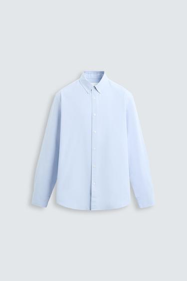 Zara TEXTURED OXFORD SHIRT - Sky blue