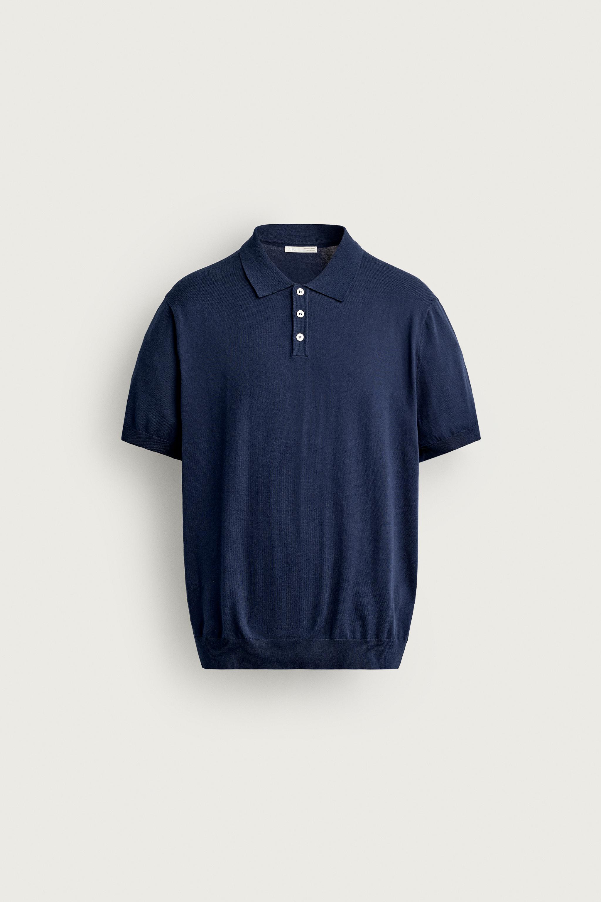REGULAR FIT KNIT POLO — Navy blue