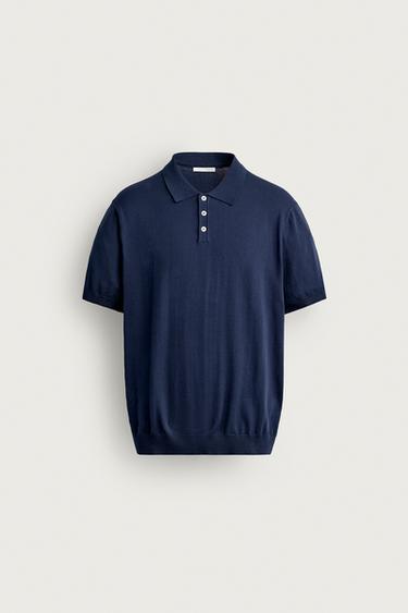 REGULAR FIT KNIT POLO SHIRT - Navy blue by Zara