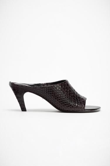 SANDÀLIES DE PELL MULE LIMITED EDITION - Marró Xocolata de Zara