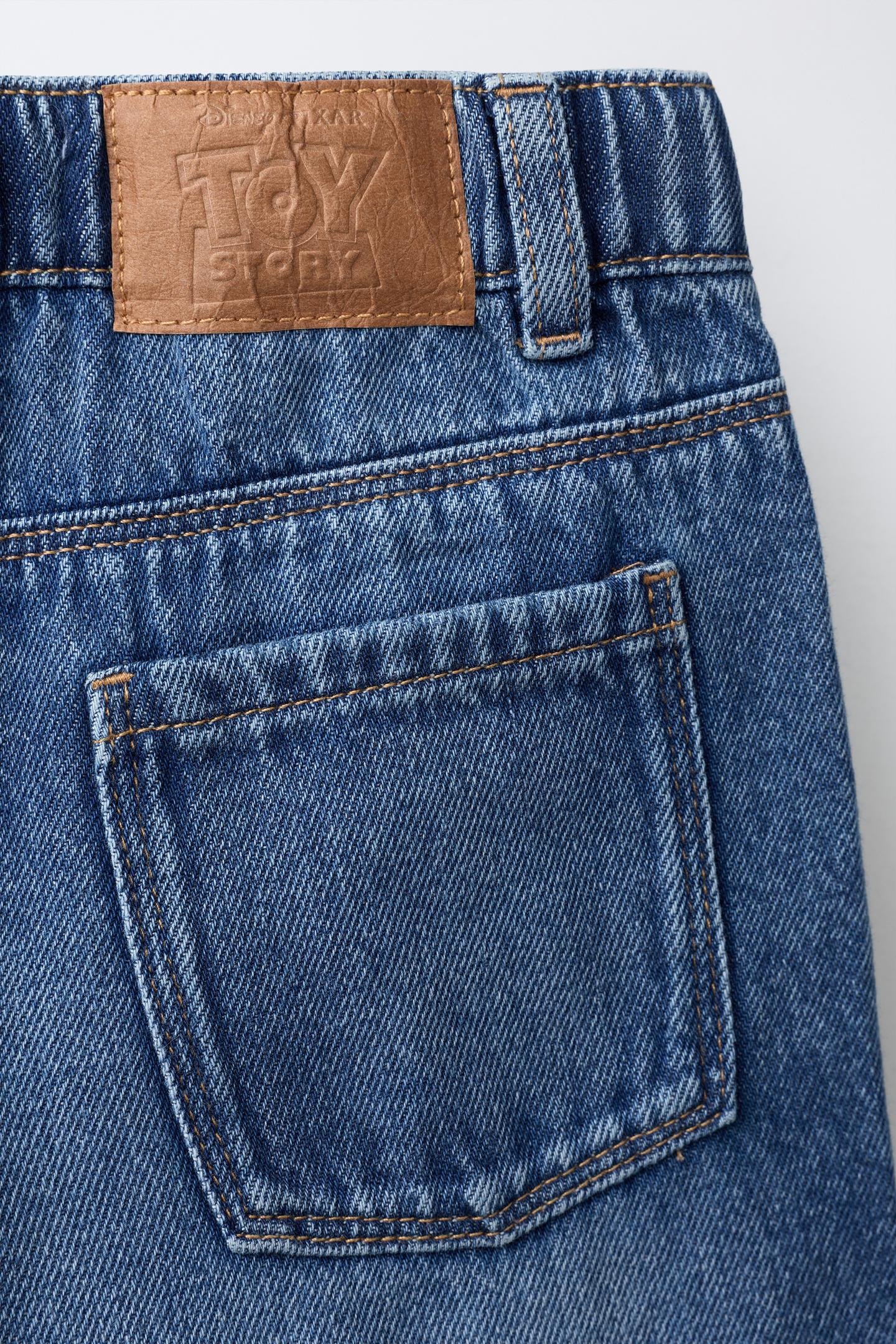 Детские джинсы Zara Jessie Toy Story Embroidered Wide-Leg, цвет: Синий — фото 4