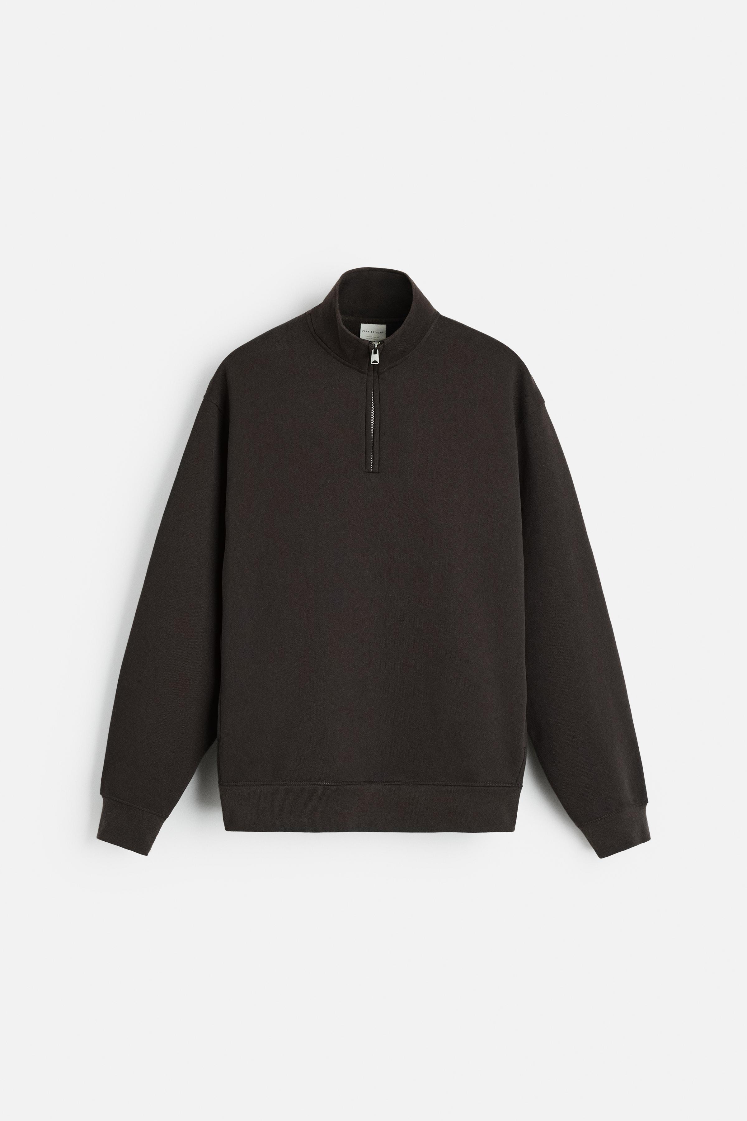 【 Saruwa2♡  】 HEAVY WEIGHT ZIP-UP SWEATSHIRT - Chocolate | ZARA Australia