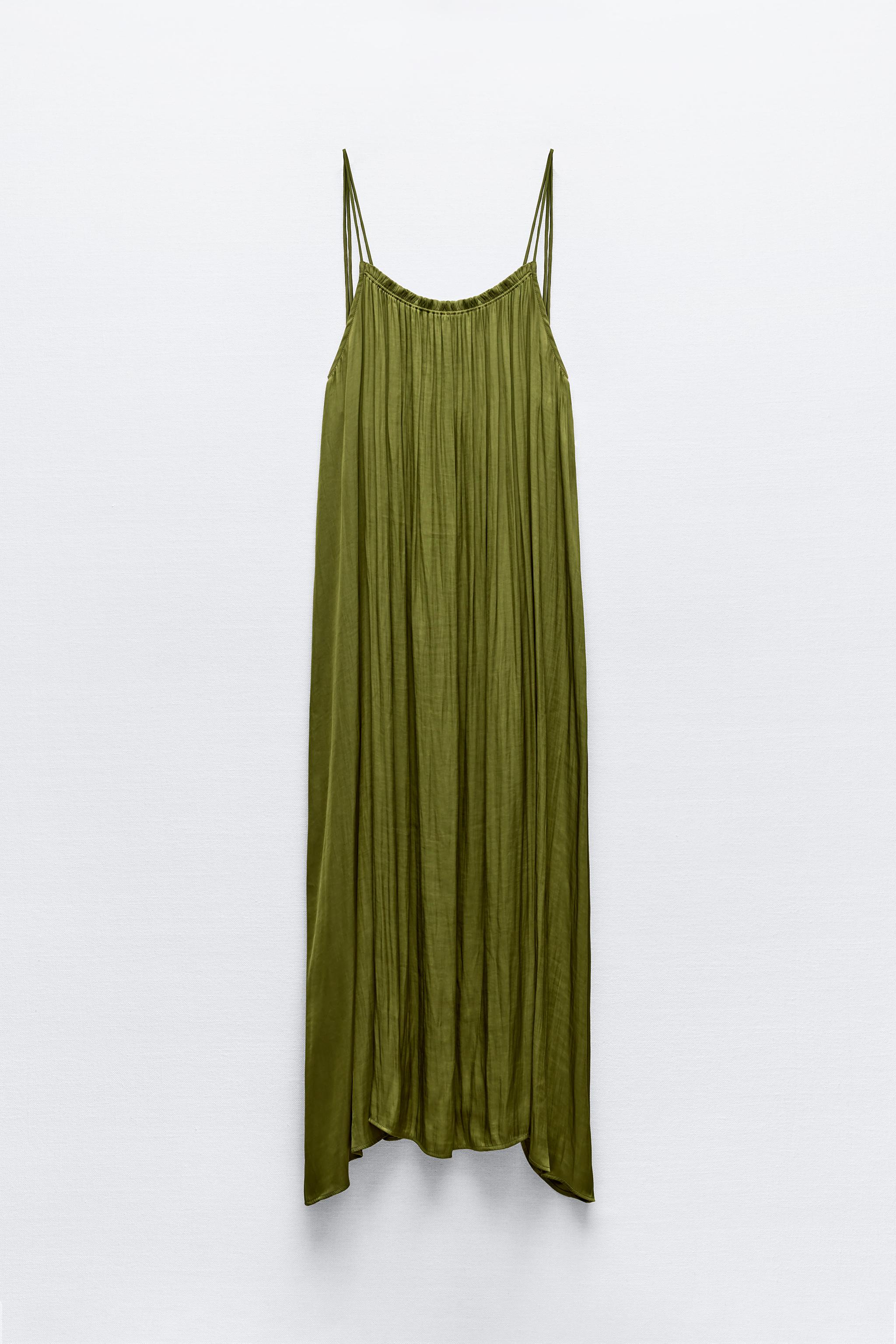 BEADED SATIN EFFECT DRESS - Green | ZARA United States