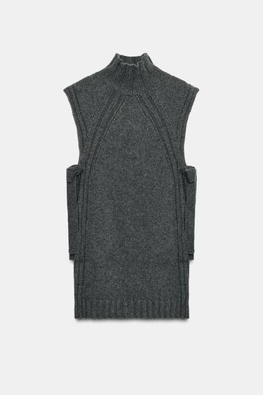 WOOL BLEND GILET WITH VENTS - Grey marl by Zara