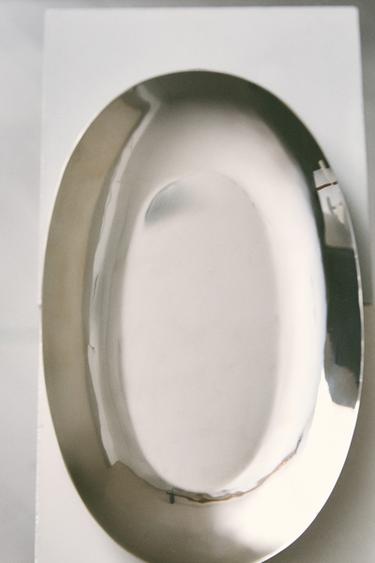 SHINY METAL BATHROOM TRAY - Silver by Zara