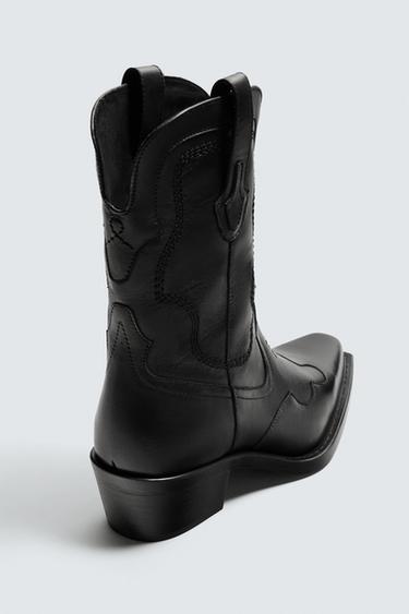 BOTTES COW-BOY EN CUIR - Noir de Zara - Image 2