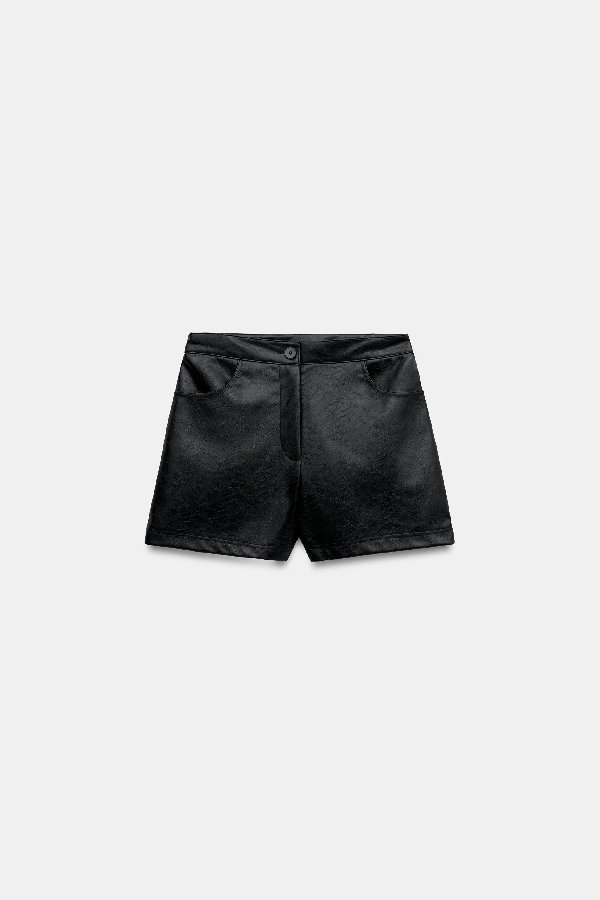 SHORT TAILLE HAUTE MATIÈRE SYNTHÉTIQUE