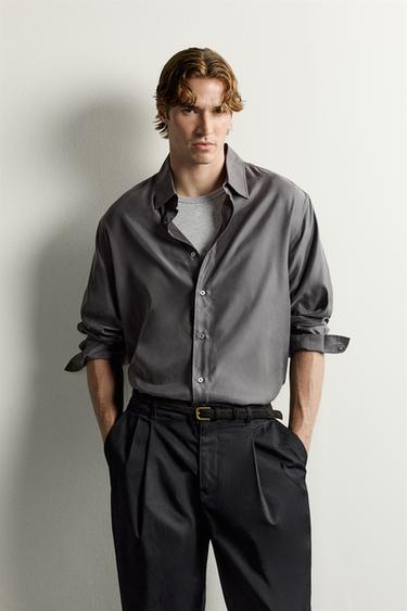 CUPRO BLEND FLUID SHIRT — Gray 2