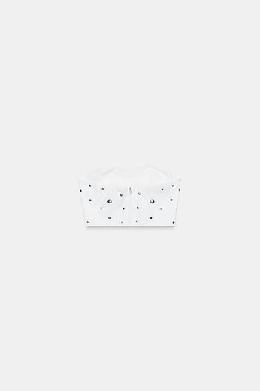 BANDEAU WITH STUDS - White by Zara - Image 3