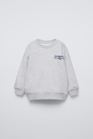 Zara EMBROIDERED TEXT SWEATSHIRT - Gray marl