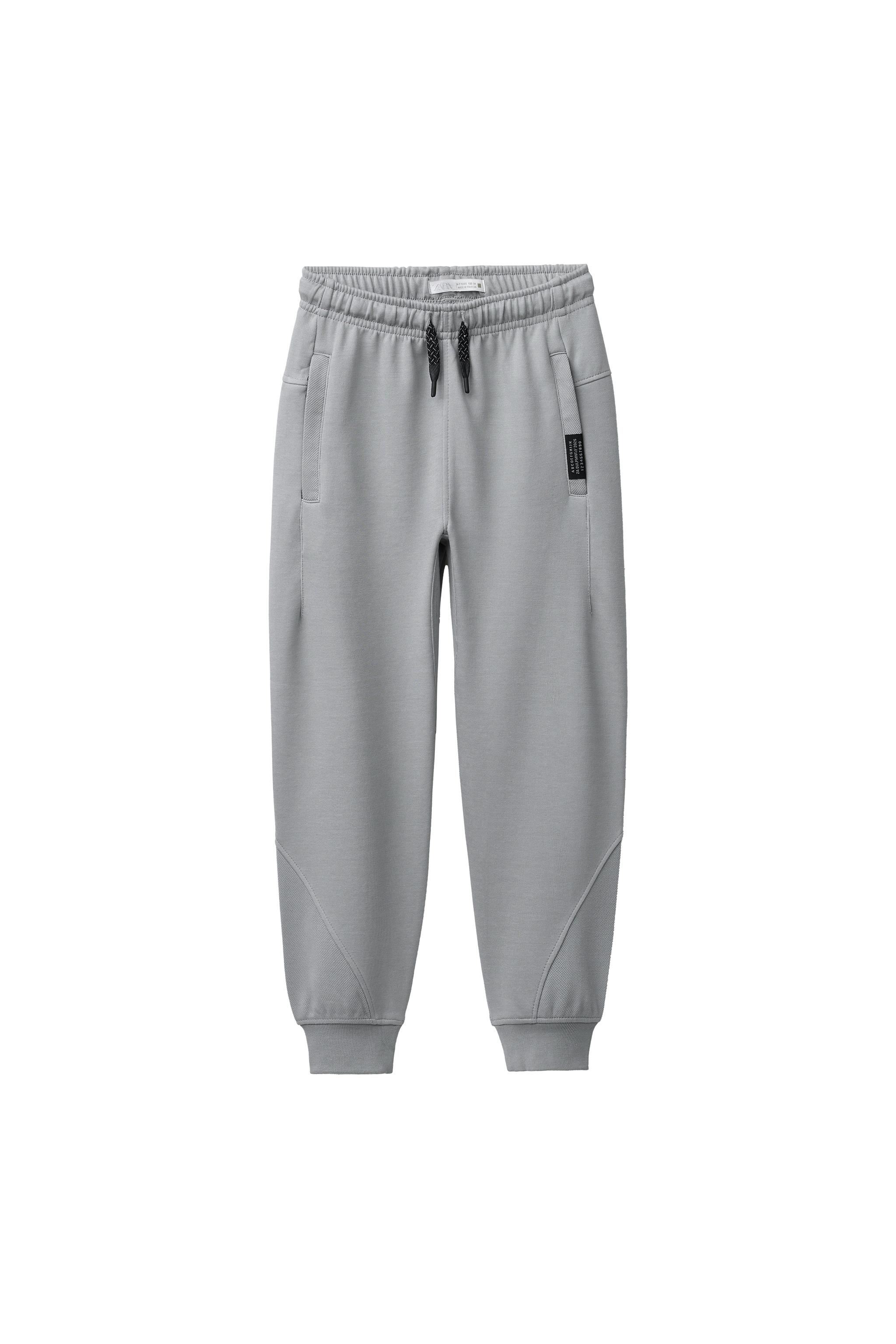 PIQUÉ COMBINATION INTERLOCK PLUSH PANTS - Black | ZARA United States