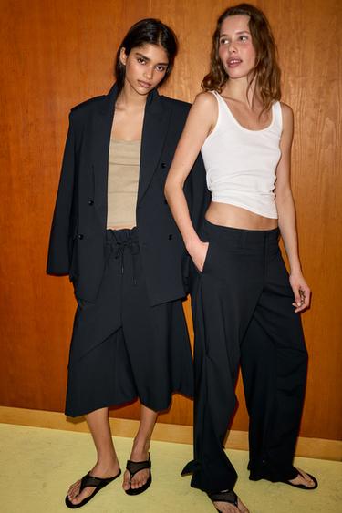 PANTALON DROIT À PASSANTS - Bleu marine foncé de Zara - Image 3